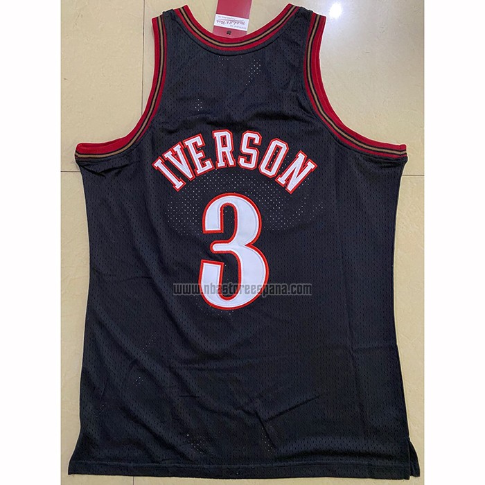 Camiseta Philadelphia 76ers Allen Iverson NO 3 Mitchell & Ness 1997-98 Negro